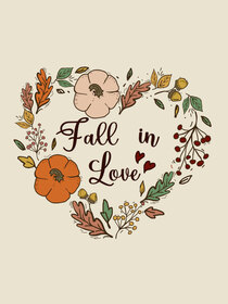 "Fall in Love" with cozy fall colors, leaves, and flowers—perfect for romantic events!