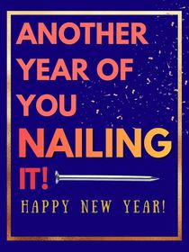Fun, bold New Year card for celebrating success.