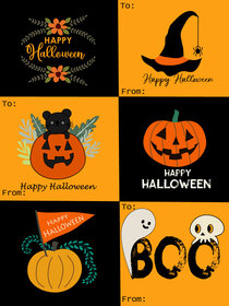 Festive Halloween cards with cute designs, ideal for seasonal gift-giving and party invites.