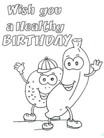 Wish You a Healthy Birthday - Coloring Card