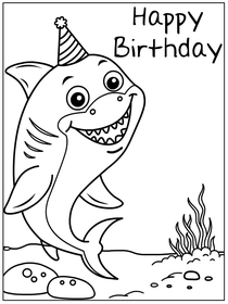 Birthday a splash with this adorable shark coloring card!