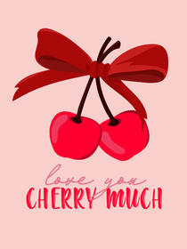 Happy Valentine's Day - A charming Valentine's card with cherries and a cute bow.