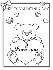 Happy Valentine's Day, I Love You - Coloring Card