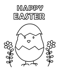 Color this cute hatching chick Happy Easter card! A fun, creative activity for kids.