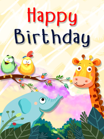 Cheerful animal-themed birthday card