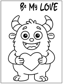 Happy Valentine's Day - Be My Love monster coloring card!