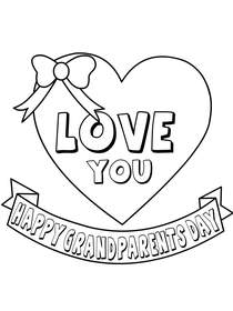 Love You, Happy Grandparents Day - Coloring Card