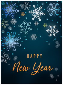 Happy New Year - A sparkling New Year's card with delicate snowflakes