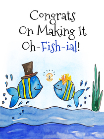 Just tied the knot? This 'Oh-Fish-ial' card is the perfect punny way to celebrate!